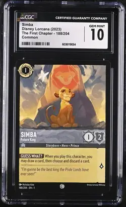 Disney Lorcana The First Chapter Simba - Future King 188/204 2023 CGC 10 - Image 1