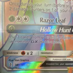 Pokemon Decidueye GX 146/145 Full Art Holo GX Bird Stage 2 240 HP Card - Image 3