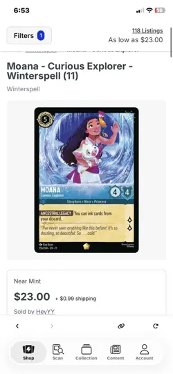 Disney Lorcana Moana-Curious Explorer 155/204 Winterspell - Image 3