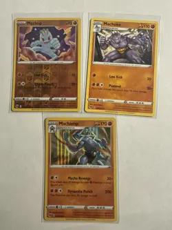 Machamp - Machoke - Machop (3 Card Lot) Champion’s Path Pokemon Reverse / Holo - Image 1