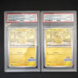 Pokemon Pikachu Illustration Contest 2024 #214 PSA 10 Lot of 2 Cards - Image 1