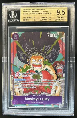 2025 One Piece Bandai Card Games Fest Promo Monkey D Luffy #OP07-073 BGS 9.5 - Image 1