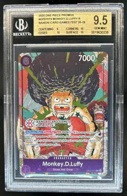 2025 One Piece Bandai Card Games Fest Promo Monkey D Luffy #OP07-073 BGS 9.5 - Image 1