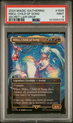 2024 MTG SECRET LAIR DROP #1599 MIKU, CHILD OF SONG PSA 9 - Image 1