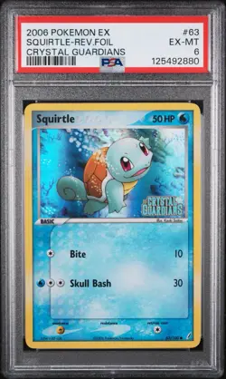 2006 Pokemon EX Crystal Guardians Squirtle Reverse Foil #63 PSA 6 - Image 1