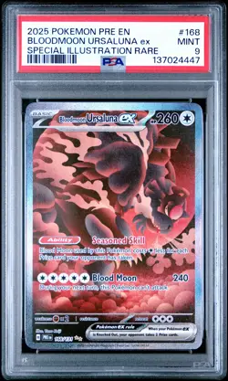 2025 POKEMON PRE EN-PRISMATIC EVOLUTIONS #168 BLOODMOON URSALUNA EX PSA 9 - Image 1