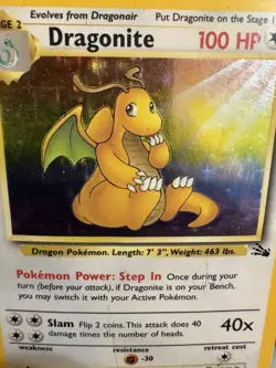 Dragonite 4/62 Holo Fossil Set WOTC 1999 Heavy Played Vintage Pokemon - Image 2