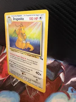 Dragonite 4/62 Holo Fossil Set WOTC 1999 Heavy Played Vintage Pokemon - Image 4