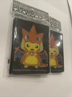 Poncho Pikachu Mega Charizard Card Sleeves x32 2 Packs Pokemon Center Limited - Image 2