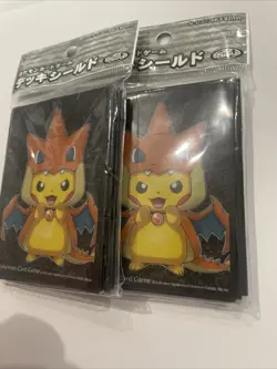 Poncho Pikachu Mega Charizard Card Sleeves x32 2 Packs Pokemon Center Limited - Image 3