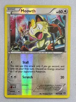 Meowth 88/114 Common Steam Siege Pokemon Reverse Holo Near Mint - Image 1