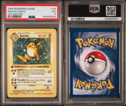 Pokemon Raichu Base Set Shadowless 1st Edition Holo Rare #14 PSA 5 - Image 3