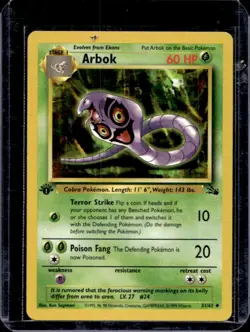 1999 Pokemon Fossil 1st Edition Arbok #31/62 - Image 1