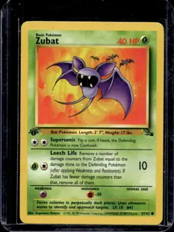 1999 Pokemon Fossil 1st Edition Zubat #57/62 - Image 1