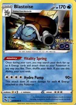 2022 Pokemon GO Blastoise 017/078 Holo Rare NM Pokemon TCG - Image 1