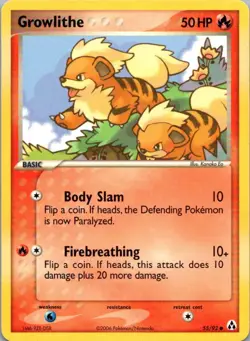 Pokemon TCG Growlithe 55/92 Legend Maker LP - Image 1