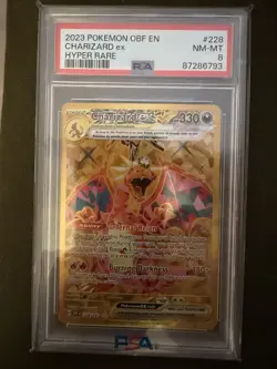 2023 Pokemon TCG Charizard EX Obsidian Flames Hyper Rare PSA 8 - Image 1