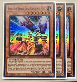 Yugioh! 3x Conduction Warrior Linear Magnum Plus Minus BPRO-EN099 Super Rare NM - Image 1