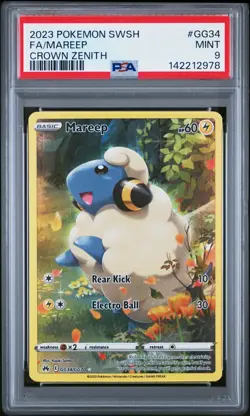 2023 POKEMON SWORD & SHIELD CROWN ZENITH #GG34 FULL ART/MAREEP PSA 9 - Image 1