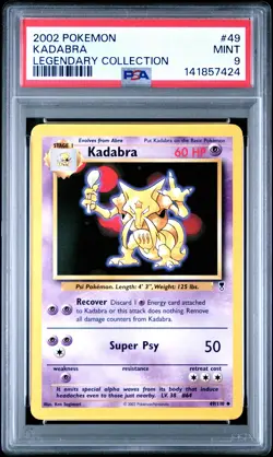 2002 POKEMON LEGENDARY COLLECTION #49 KADABRA PSA 9 - Image 1