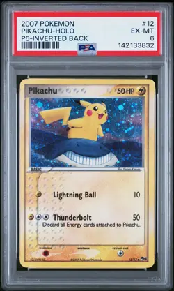 2007 POKEMON POP SER 5 INVERTED BACK #12 PIKACHU-HOLO PSA 6 - Image 1
