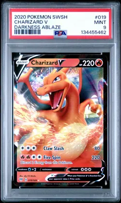 2020 POKEMON SWORD & SHIELD DARKNESS ABLAZE #019 CHARIZARD V PSA 9 - Image 1