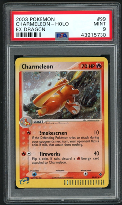 POKEMON 2003 CHARMELEON-HOLO EX DRAGON #99 PSA 9 *SWIRL* - Image 1