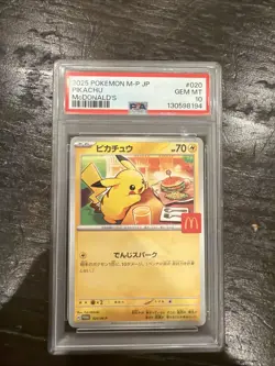 PSA 10 Pikachu 020/M-P McDonald's Happy Set Promo JP Pokemon Card 2025 GEM MINT - Image 1