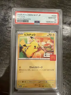 PSA 10 Pikachu 020/M-P McDonald's Happy Set Promo JP Pokemon Card 2025 GEM MINT - Image 2