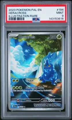 2023 POKEMON PAL EN-PALDEA EVOLVED ILLUSTRATION RARE #194 HERACROSS PSA 9 - Image 1
