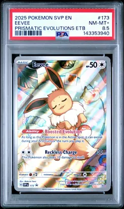 2025 POKEMON PRISMATIC EVOLUTIONS ELITE TRAINER BOX PROMO #173 EEVEE PSA 8.5 - Image 1