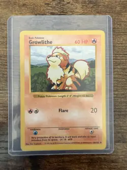 Never Played Growlithe 28/102 Base Set SHADOWLESS Pokemon Card NM/NP - Image 1