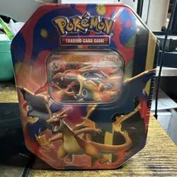Pokemon Mega Charizard ex Factory Sealed Tin Box - Charizard Y - 4 Booster Packs - Image 1