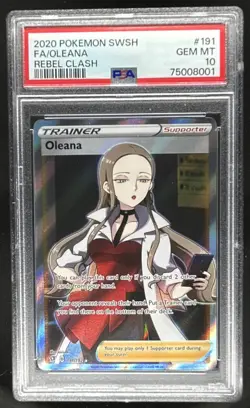 2020 Pokemon SWSH Rebel Clash Oleana #191/192 PSA 10 - Image 1