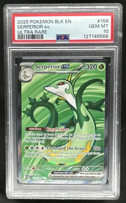 2025 Pokemon Black Bolt Serperior ex Ultra Rare #156/086 PSA 10 - Image 1