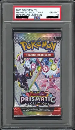 2025 Pokemon EN Prismatic Evolutions Espeon Umbreon Booster Pack PSA 10 Gem Mint - Image 1