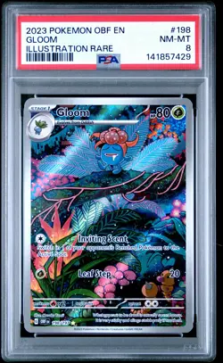 2023 POKEMON OBF EN-OBSIDIAN FLAMES ILLUSTRATION RARE #198 GLOOM PSA 8 - Image 1