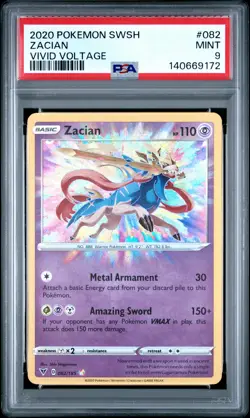 2020 POKEMON SWORD & SHIELD VIVID VOLTAGE #082 ZACIAN PSA 9 - Image 1