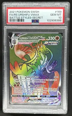 2021 Pokemon SWSH Battle Styles Rapid Strike Urshifu VM #169/163 PSA 10 - Image 1