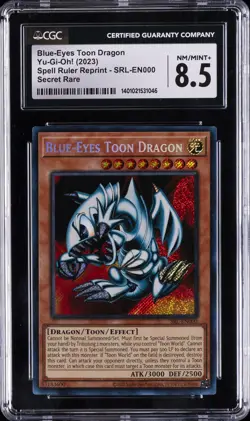 2023 YU-GI-OH! SPELL RULER REPRINT SECRET RARE BLUE-EYES TOON DRAGON CGC 8.5 - Image 1