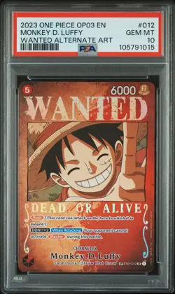 2023 ONE PIECE PILLARS OF STRENGTH WANTED ALT ART #012 MONKEY D. LUFFY PSA 10 - Image 1