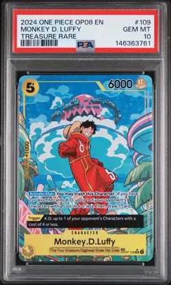 2024 ONE PIECE OP08-TWO LEGENDS TREASURE RARE #109 MONKEY D. LUFFY PSA 10 - Image 1
