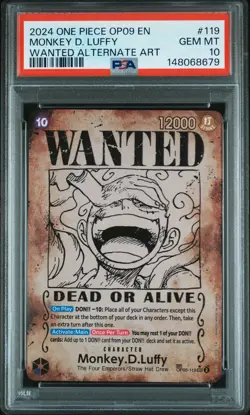 2024 ONE PIECE EMPERORS IN THE NEW WORLD WANTED ALT ART MONKEY D. LUFFY PSA 10 - Image 1