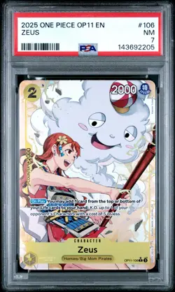 2025 ONE PIECE OP11-A FIST OF DIVINE SPEED #106 ZEUS PSA 7 - Image 1
