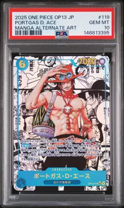 2025 ONE PIECE JAPANESE LEGACY OF THE MASTER MANGA ALT ART PORTGAS D. ACE PSA 10 - Image 1