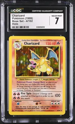 CGC 7 Charizard 1999 Base Set 4/102 Holo Pokemon Card - Image 1