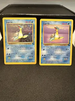 Pokemon TCG Lapras Fossil Holo Rare Card 10/62 Vintage + Lapras 25/62 Fossil NM - Image 1