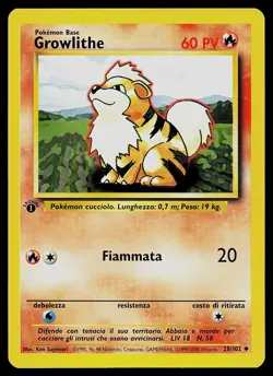 Pokemon Card - Growlithe ITALIAN Base Set 28/102 Uncommon 1st Edition - Image 1
