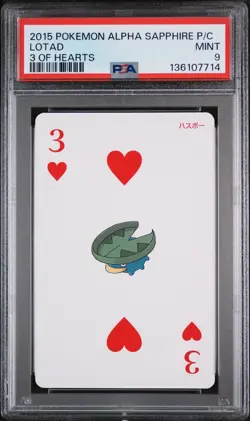 2015 POKEMON ALPHA SAPPHIRE PLAYING CARDS 3 OF HEARTS LOTAD PSA 9 - Image 1