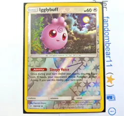 Igglybuff REVERSE HOLO card 168/236 Sun & Moon Cosmic Eclipse 2019 Pokemon - Image 1